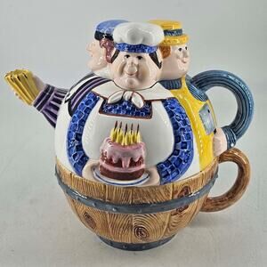 Department 56 Storybook Three Man in a tub Ceramic Teapot Tea Cup in one